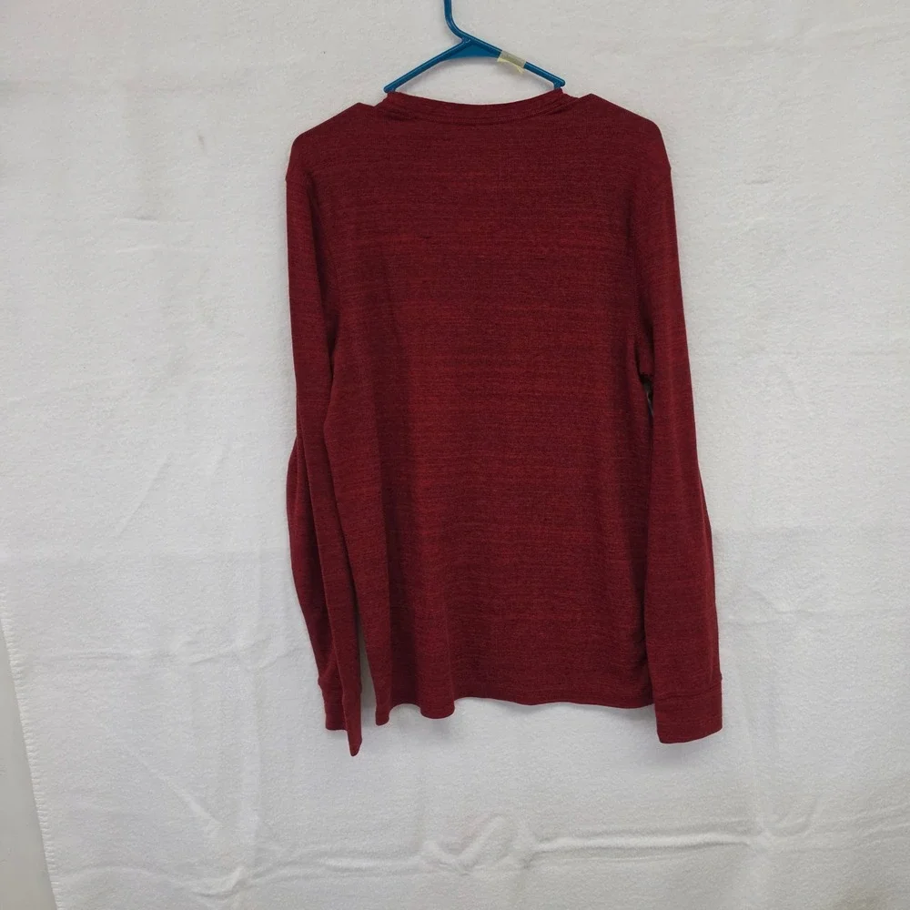 L Urban Pipeline Mens Long Sleeve Crew Neck Shirt Burgundy Red Heather Max Flex - Picture 6 of 9